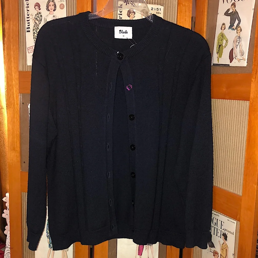 Spade- classic navy blue sweater cardigan- size Med